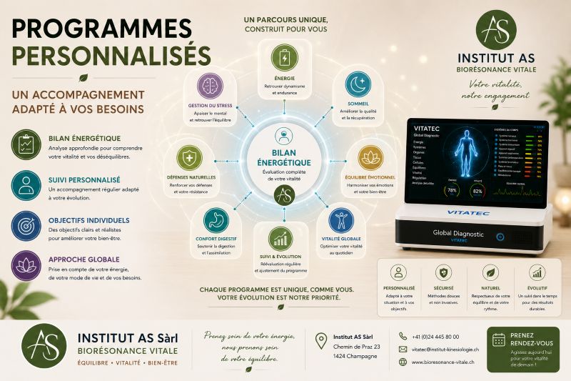 Programmes personnalisés construits à partir d'un bilan énergétique avec la technologie Vitatec.